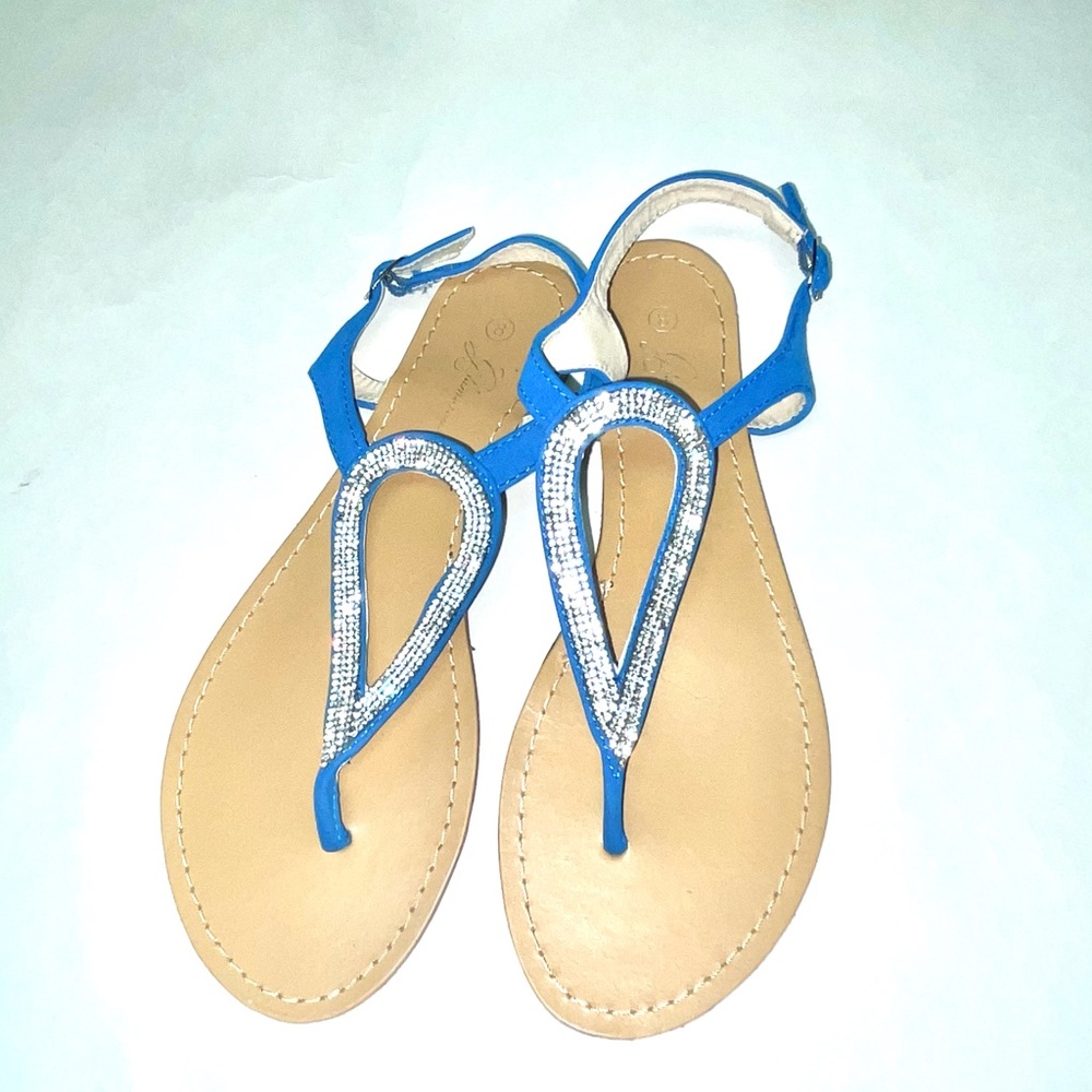 Blue rhinestone sandals